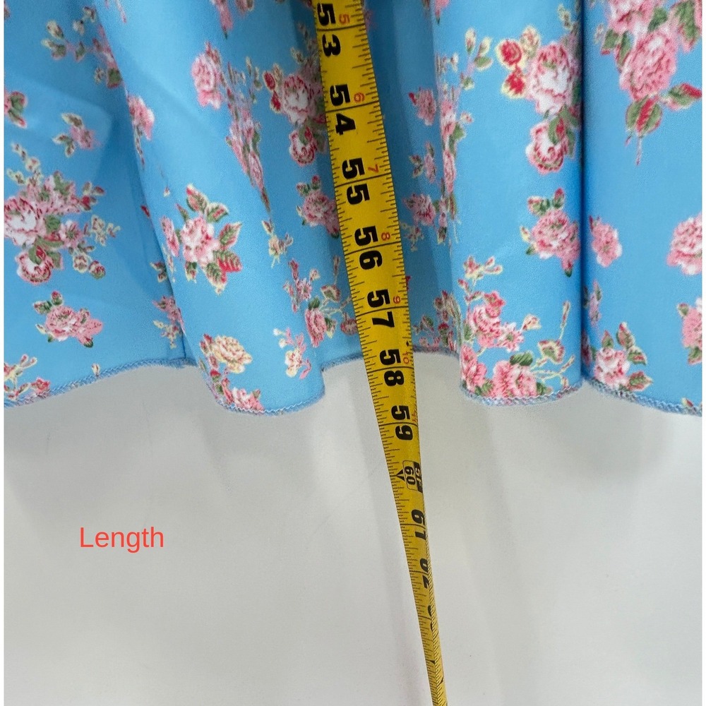 SHEIN Curve Blue Floral Milkmaid Maxi Dress 4XL Plus Size Smocked Puff Sleeve - Picture 6 of 11